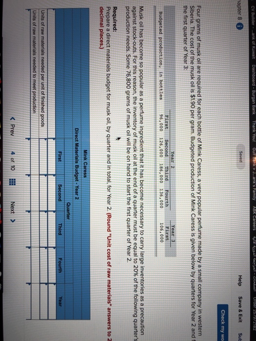  apter 8 Help Save & Exit Sub Four grams of musk