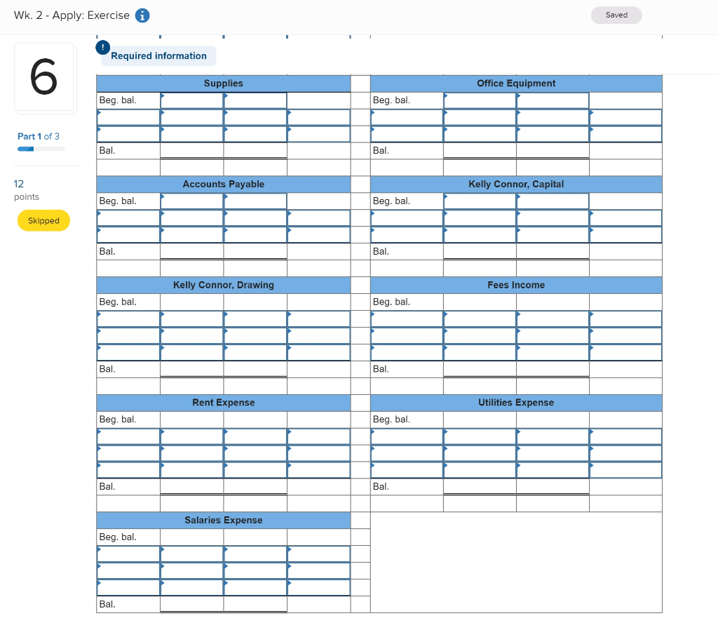 information applies to the questions displayed below.) The accounts and balances for