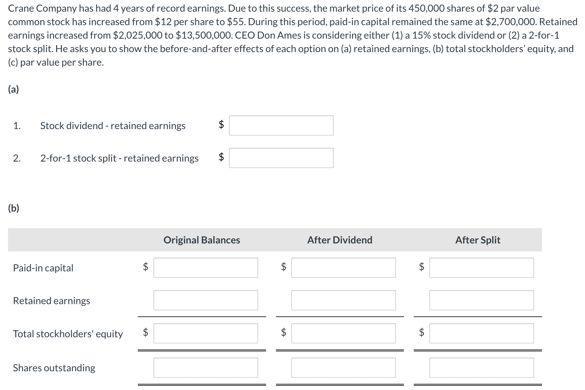  (c) 1. Stock dividend - par value per share $ 2.
