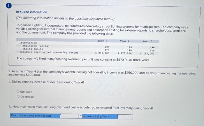 questions displayed beiow.] Jorgansen Lighting. Incorporated, manufactures heavy-duty street lighting systems for
