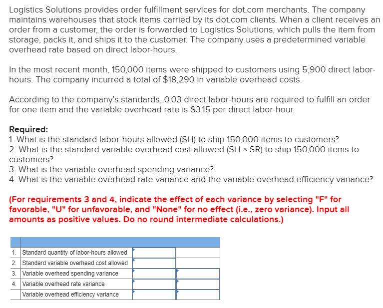  Logistics Solutions provides order fulfillment services for dot.com merchants. The company
