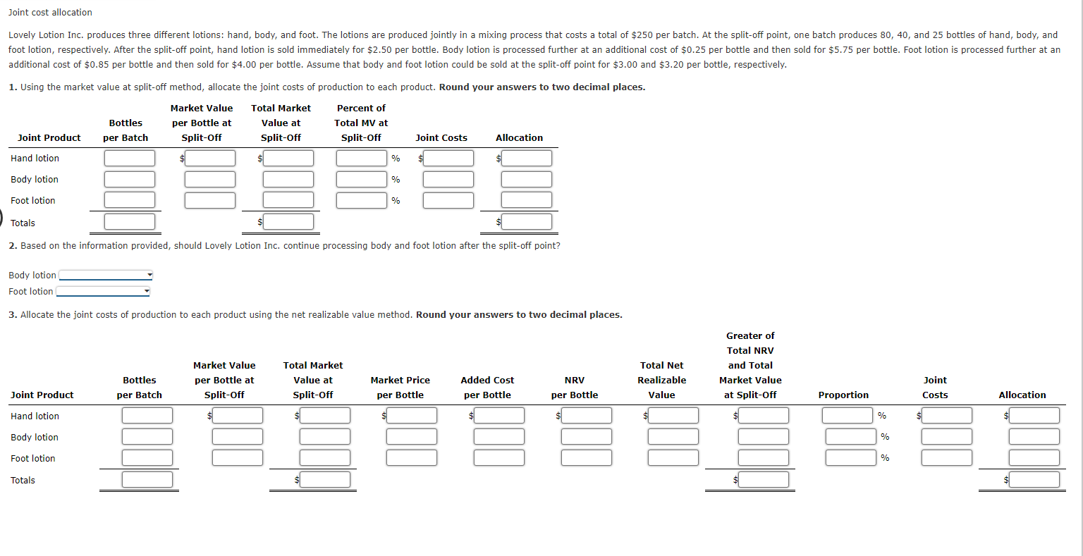Reciprocal cost allocation method. d. None of the ahove. 2. Determine the