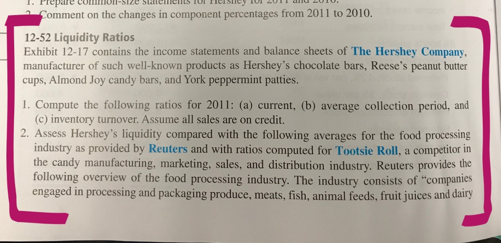 Somment on the changes in component percentages from 2011 to 2010.