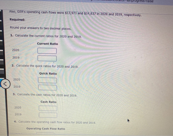 GER's financial statements: September 30 (in thousands) 2020 2019 Current assets: Cash