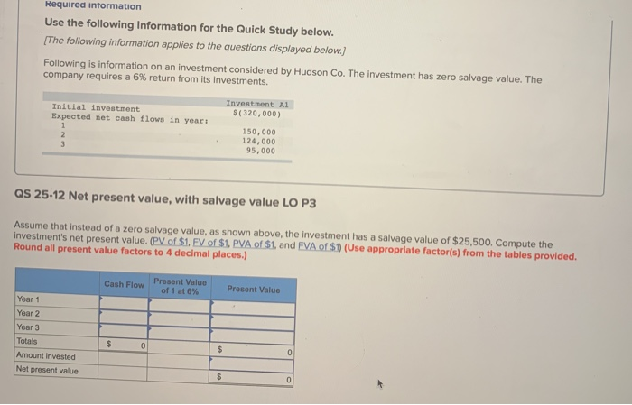  Required information Use the following information for the Quick Study below.