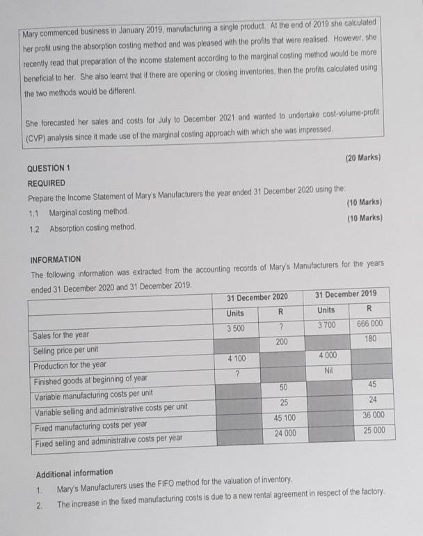 below to answer each of the following questions independently 21 Calculate the