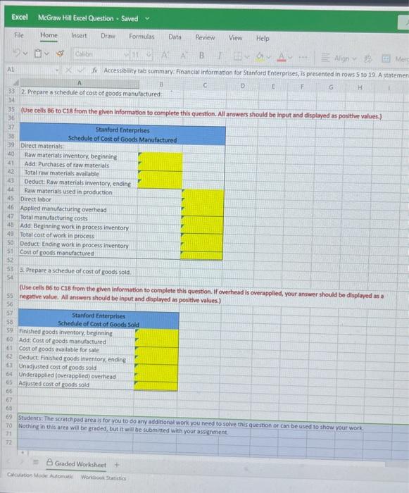 nil in the following information. (Use cells B5 to C18 from the