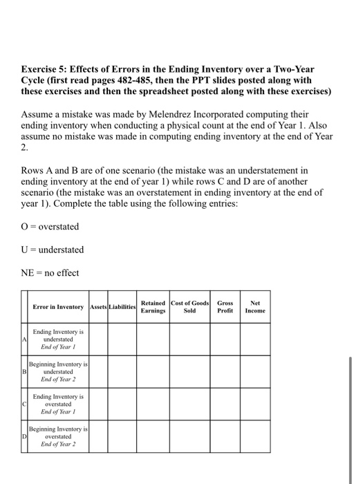 Help solve problem. Show work, thanks! Exercise 5: Effects of Errors in