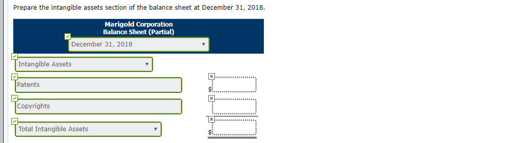 balance sheet at December 31, 2017, is presented here. Patents ($71,900 cost