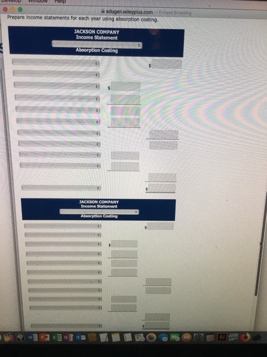 costing Jackson Company produces plastic that is used for injection-molding applications such