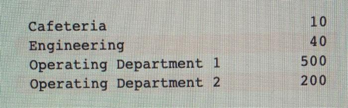 departments, cafeteria and engineering, and two operating departments. The number of employees