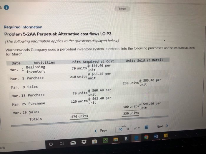  k Saved Required information Problem 5-2AA Perpetual: Alternative cost flows LO