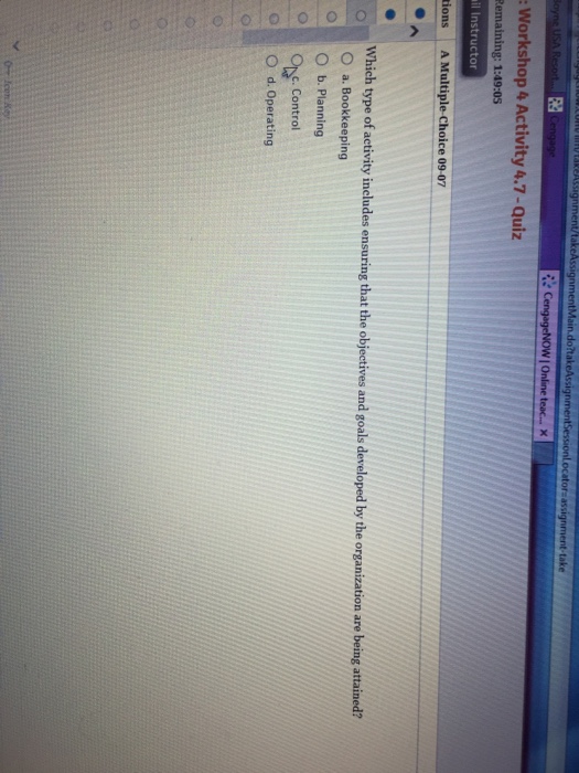 of activity includes ensuring that the objectives and goals developed by the