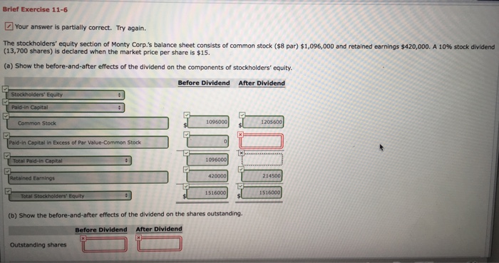  Brief Exercise 11-6 Your answer is partially correct. Try again. The