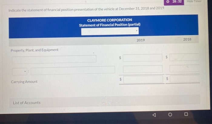 $60,000 cash. The company uses straight-line depreciation and estimates that the vehicle