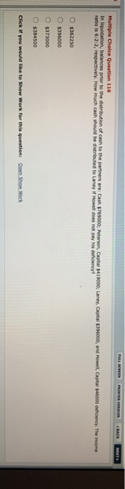  FULL BCREEN PRINTER VERSION BACK NEXT Multiple Choice Question 116 In