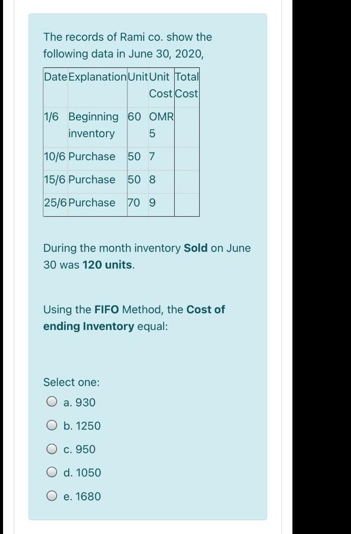 Cost 1 June 5.2 150 units June 10 5.85 200 units June