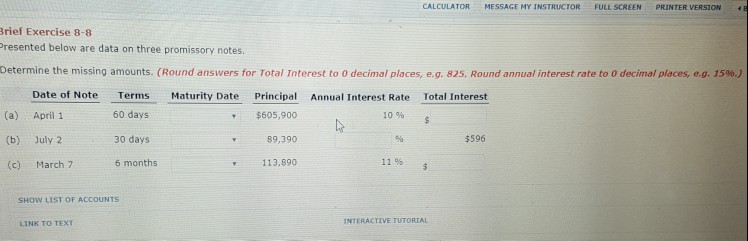  CALCULATOR ME SSAGE MYINSTRUCTOR FULLSCREEN PRINTER VERSION Brief Exercise 8-8 Presented