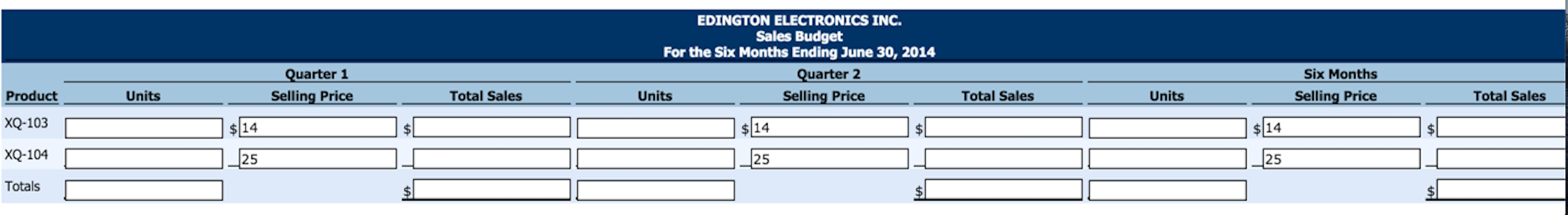 and sells two models of pocket calculators, XQ-103 and XQ-104. The calculators