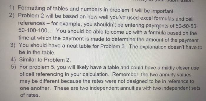 and text formats (decimal places and centering), borders, and titles. Problem 2