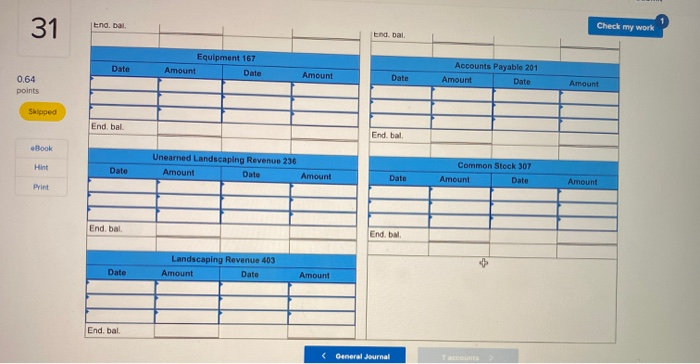 form, and (3) post the entry using T-accounts to represent ledger accounts.