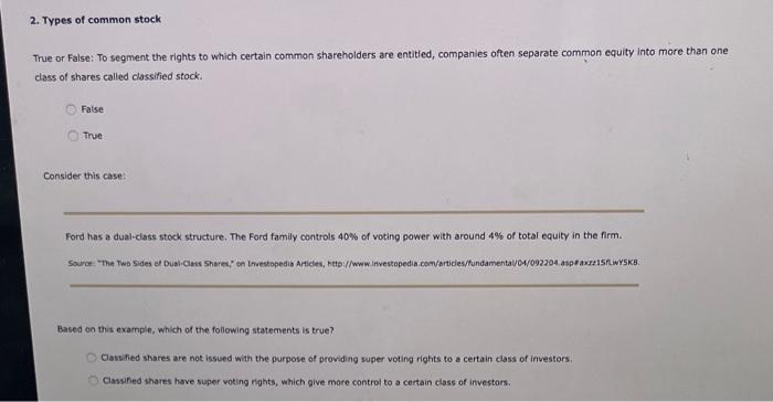  True or False: To segment the rights to which certain common