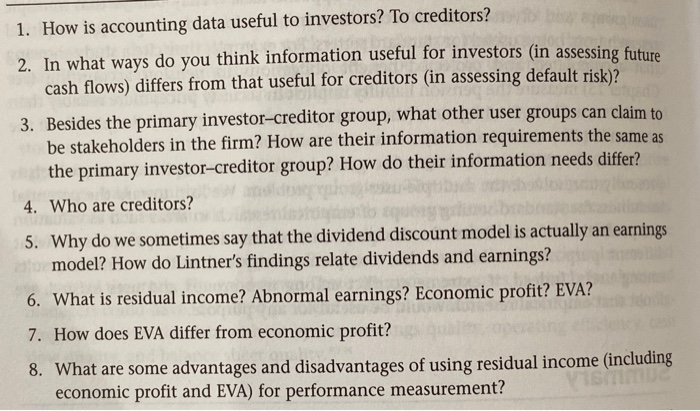  if possible answer questions 1-8 1. How is accounting data useful