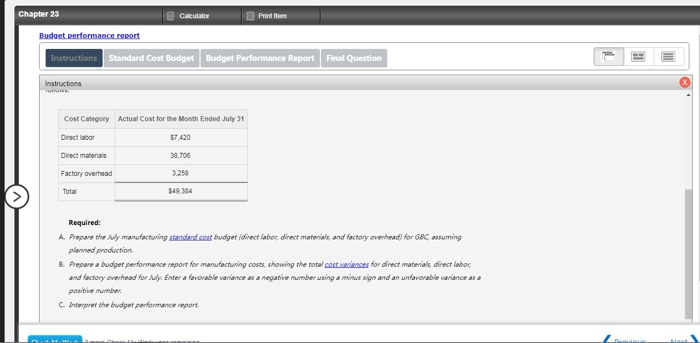 Budget Performance Report Final Question Instructions Genie in a Bottle Company (