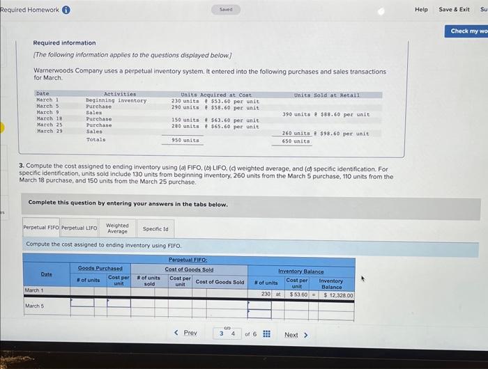  Compute the cost assigned to ending inventory using FIFO Required information