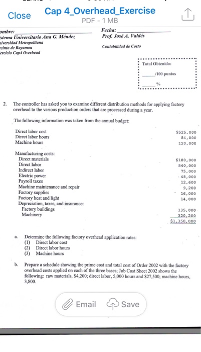  Close Cap 4 Overhead Exercise PDF 1 MB Fecha: Prof Jos