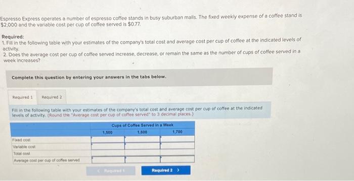 please help me solve the following! spresso Express operates a number of