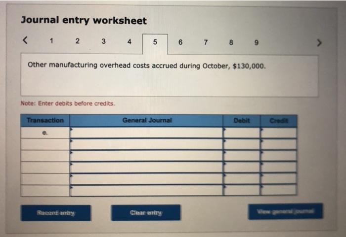 $21,000. d. Depreciation recorded on factory equipment, $105,000 e. Other manufacturing overhead