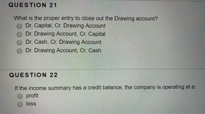  QUESTION 21 What is the proper entry to close out the