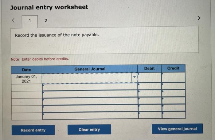 January 1 2021. Corvalis Carnivals borrows $10,000 to purchase a delivery truck