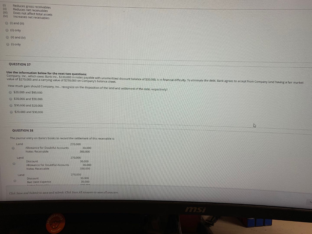(1) (ul) (IV) Reduces gross receivables Reduces net receivables Does not