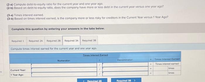follow. (1) Debt and equity ratios. (2-a) Compute debt-to-equity ratio for the