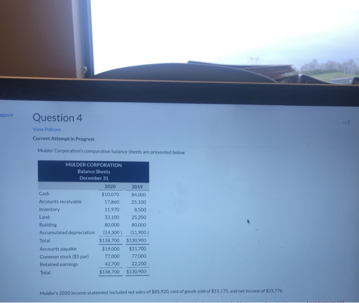  apport Question 4 View Policies Current Attempt in Progress Mulder Corporation's