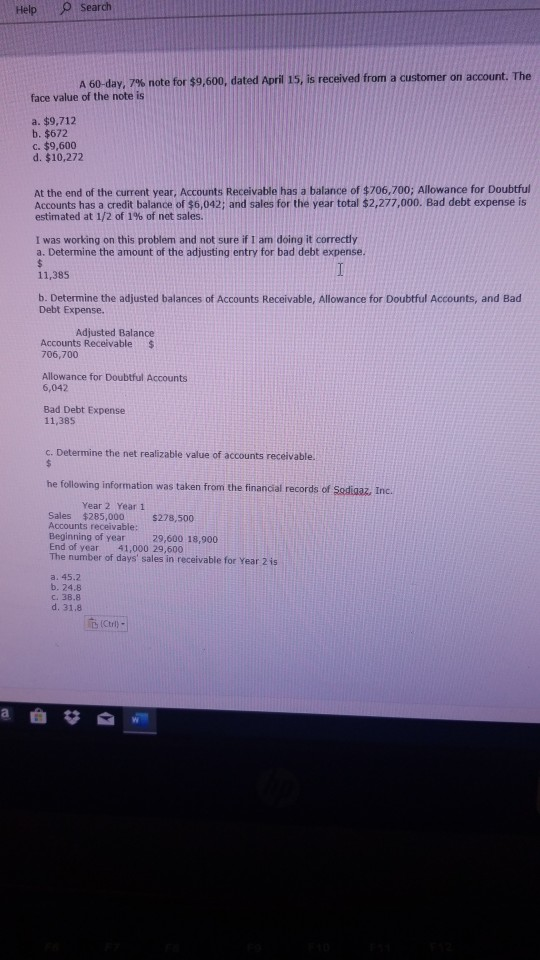  OSearch Help A 60-day, 7% note for $9,600, dated April 15,