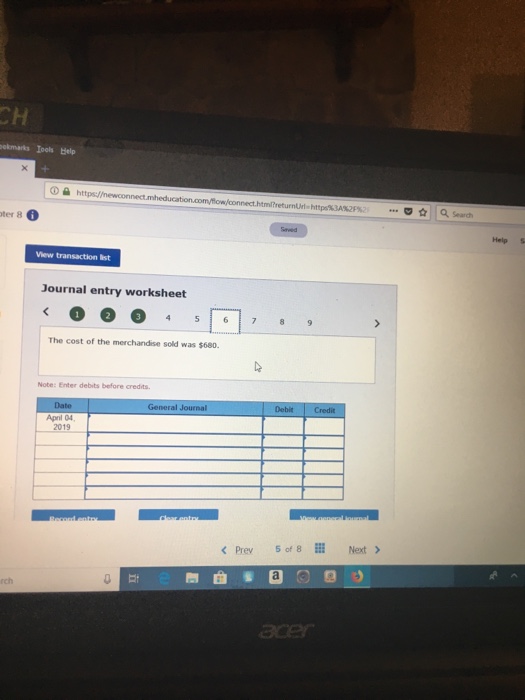 cot serchandise sold aa 51,600 parchasing nerehandise for eash on Apesi 2