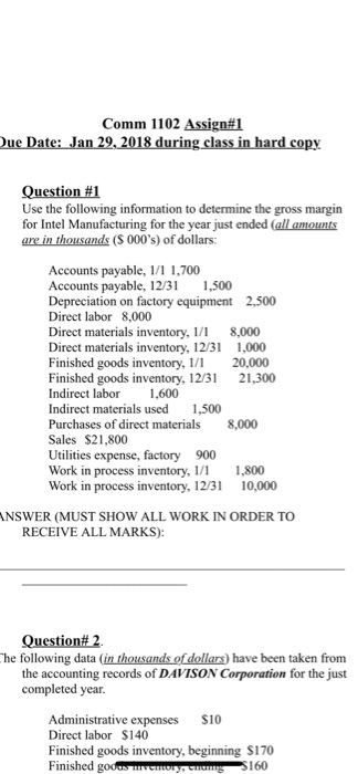  What is question 1 answer? Comm 1102 Assign#1 Question#1 Use the