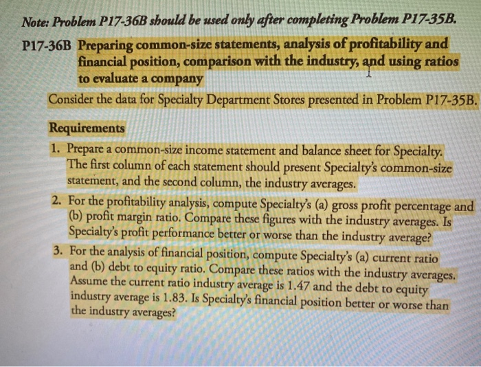 . Sorry for being late Note: Problem P17-36B should be used