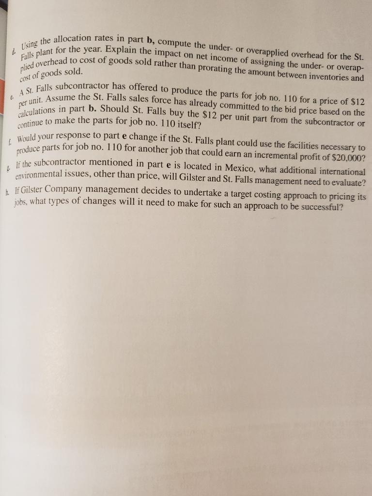 The Gilster Company, a machine tooling firm, has several plants. One plant,