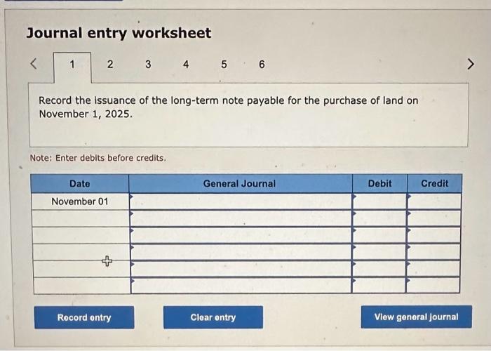 payment on the long-term note payable, made on December 31, 2025. Note:
