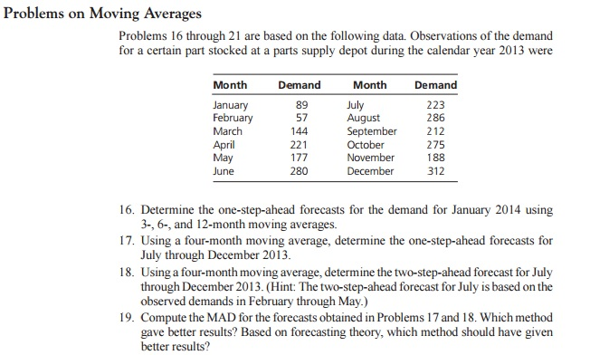 excel based prob Problems 16 through 21 are based on the following