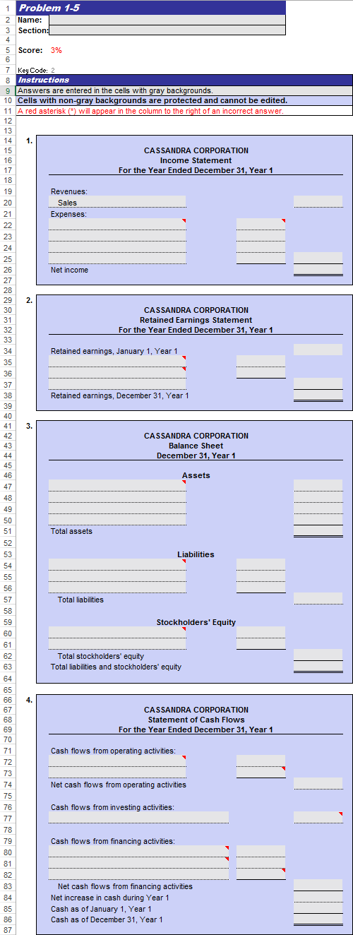 including statement of cash flows Cassandra Corporation began operations on January 1,