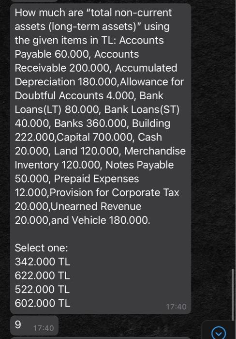 9 How much are "total non-current assets (long-term assets)" using the given