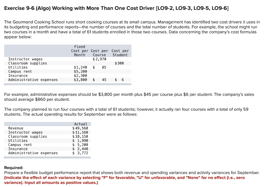  Exercise 9-6 (Algo) Working with More Than One Cost Driver (LO9-2,