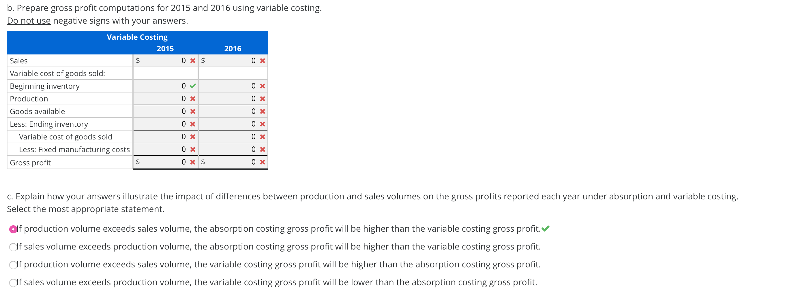 total unit manufacturing costs of $59, of which $41 is variable. No