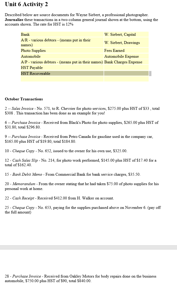  Unit 6 Activity 2 Described below are source documents for Wayne