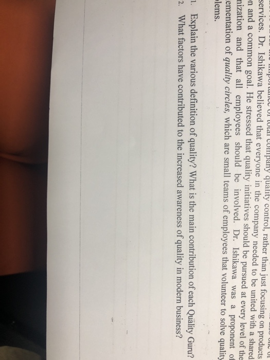  HUU UUL UL purule UI wldi mpany quality control, rather than